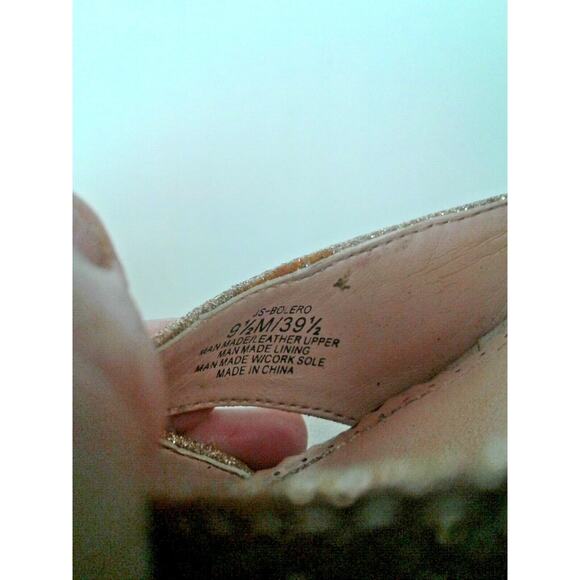 Jessica Simpson Womens Gold Glitter Platform 5.5" T-Strap Heels/Sandals Sz 9.5 - Picture 9 of 11